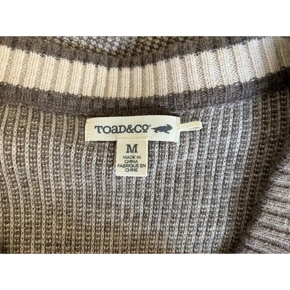 TOAD & CO Mitchell Tunic Sweater Size Medium Brown Lace Up Lambswool Nylon Blend - Picture 3 of 7